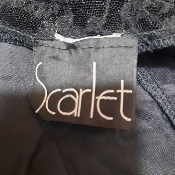 Vintage 80s Black Crushed Velvet Mini Dress XS Party Prom Sleeveless Lace Bows - Picture 10 of 10